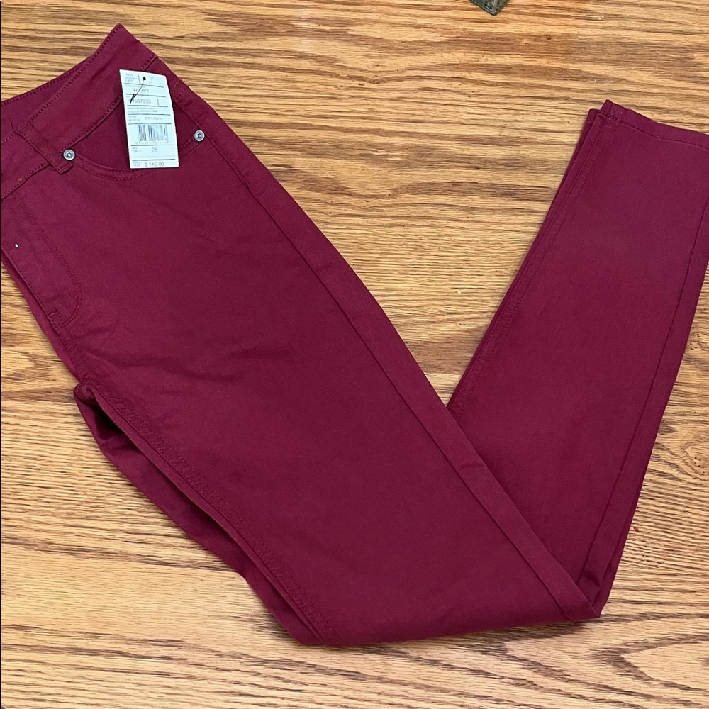 NWT Supertrash Burgundy Denim Skinny Pants